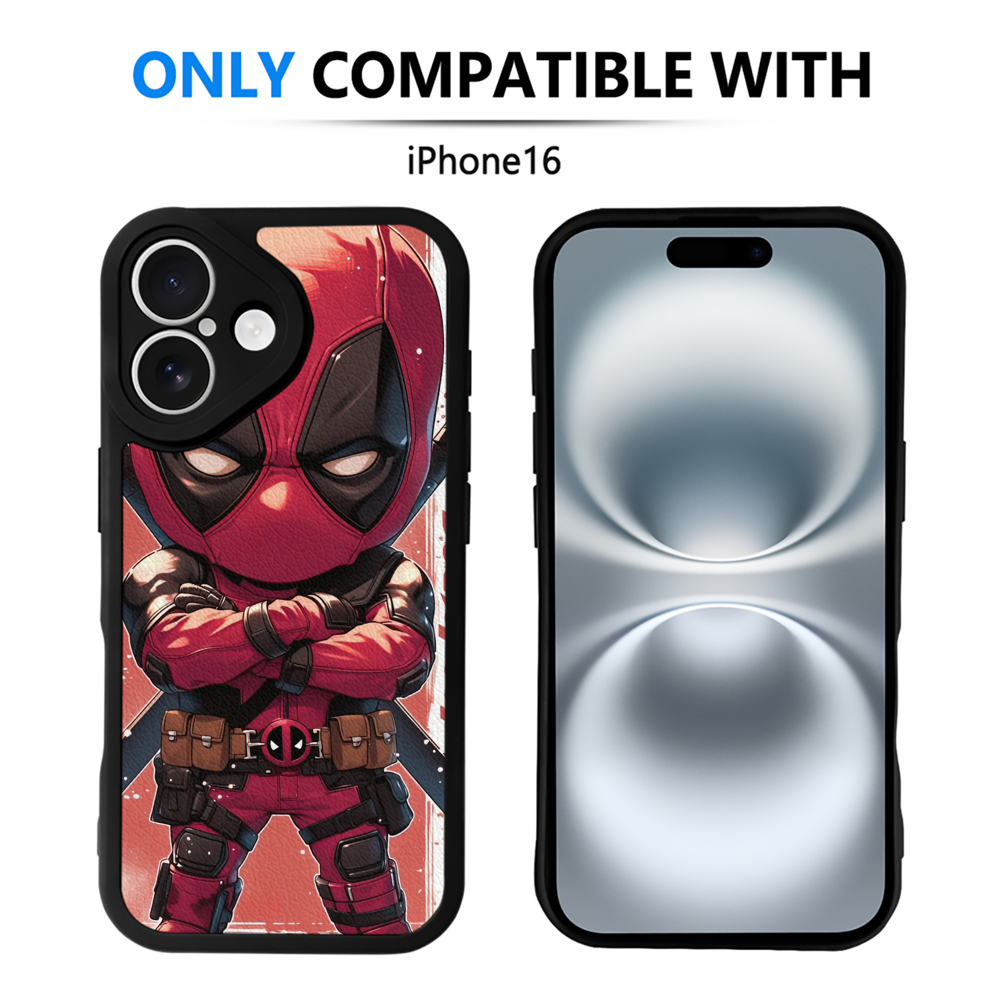 （画像用） Deadpool デッドプール 【iPhone 16シリーズ対応】シリコンスマホケース（レザー調） 材質：シリコン